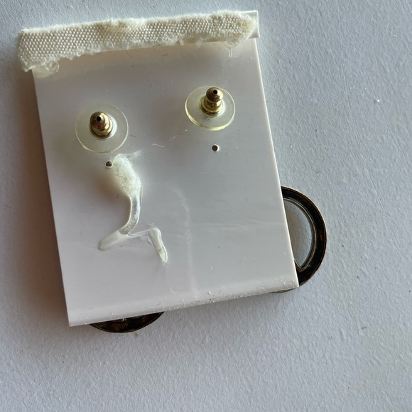 Vintage 90s bracelet & earring set of 2. Brass. Circular chain link chunky. SML - Picture 6 of 7